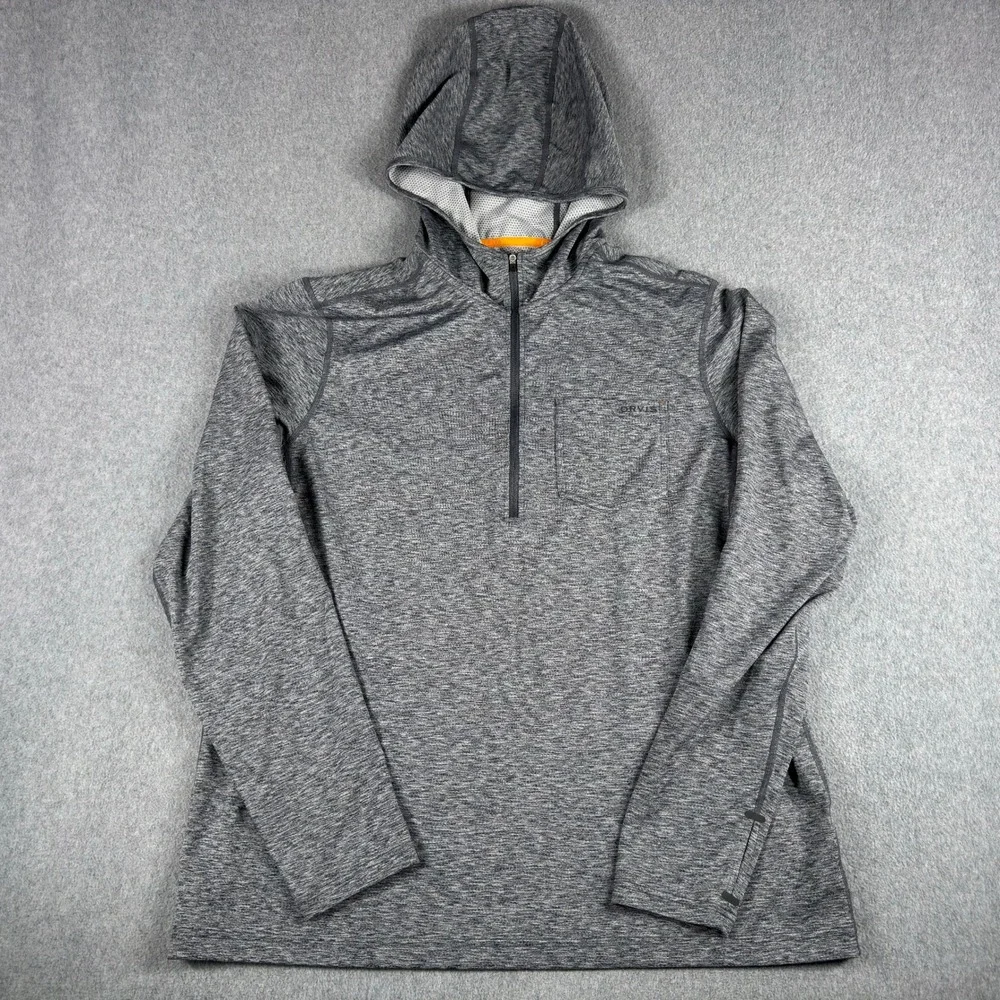 Orvis Mens Hooded 1/4 Zip Pullover Large Pro Sun Performance Stretch Fishing